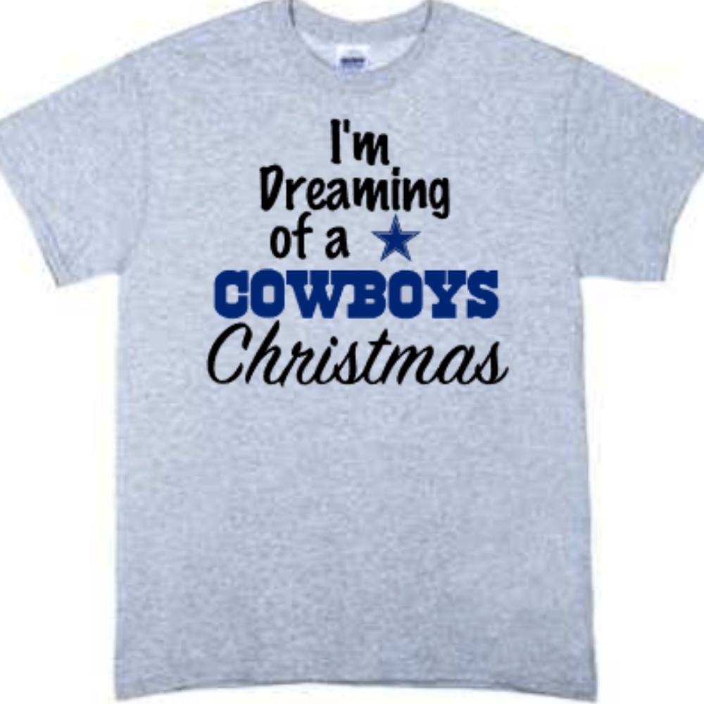 Dreaming of a Dallas Cowboys Christmas Tshirt Gray